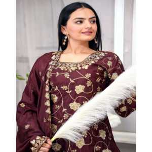 Tenue de soirée pour femmes de créateur Ensemble de costumes Sharara Séquence Brodée Travail - Product Image 4