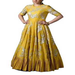 刺绣民族服装巴基斯坦重型印度宝莱坞Anarkali婚礼派对礼服Salwar Kameez派对服装