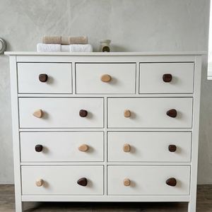 <b>Pebble</b> Shape Wooden Cabinet Knobs Organic Stone Inspired Drawer Pulls Handmade Modern Wood Handles Smooth River Rock Durable - Product Image 5