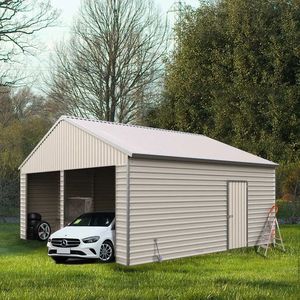 Cabanon métallique de garage double 21 'X 19' avec porte d'entrée latérale abandonnée-Remplacé par l'équipement d'entretien automobile TMG-MS2020 2030 - Product Image 3