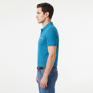 Polo en coton uni personnalisé pour homme, logo brodé, manches courtes, uniforme décontracté professionnel - Product Image 4