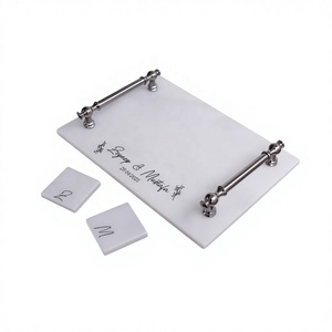 Bandeja rectangular personalizada de mármol de 11 pulgadas con asas y patas de latón, diseño de piedra veteadas de lujo, el mejor regalo para el Día de la Madre. - Product Image 1