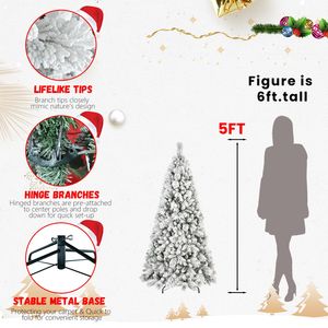 Árbol de Navidad Artificial Preiluminado de 1.5 m, Blanco, con Nieve Artificial, 518 Puntas Mixtas de PE y PVC, 250 Luces LED - Product Image 3