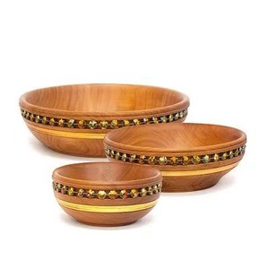 Juego de Tazones de Madera Hechos a Mano, Diseño Bohemio, Tazones de Madera Artesanales para Servir Comida, Regalos - Product Image 1