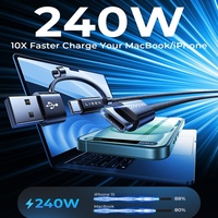 LISEN Carga rápida 240W USB C a USB C Cable Tipo C Cable de cargador para iPhone 16 Pro Max MacBook Pro iPad Pro IWatch 10