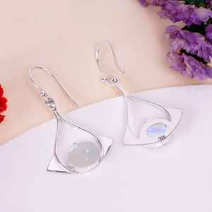 Boucles d'oreilles en pierre de lune arc-en-ciel, argent sterling 925, bijoux faits à la main, pierres précieuses, cadeau de luxe pour femmes - Product Image 3