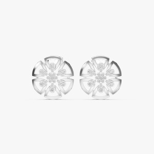 Pendientes de Oro Amarillo de 9K con Diamantes Cultivados en Laboratorio de 0.516CT, Diseño de Racimo Floral, Corte Brillante Redondo, Joyería Fina al por Mayor - Product Image 5