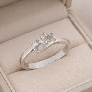 925 Sterling Silver Two Round 8mm Stone Ring Setting Double Stone Semi Mount Engagement <b>Wedding</b> Anniversaryt Best Gift Ring - Product Image 3