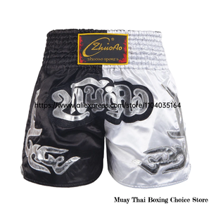 Pantalones Cortos de Muay Thai con Bordado Tailandés, Pantalones de Boxeo para Hombres, Mujeres y Niños, Ropa de Satén para MMA, Gimnasio, Grappling, Lucha en Jaula, Kickboxing - Product Image 4