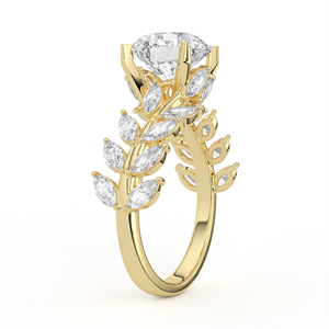 แหวนหมั้นเพชรทรงกลมเจียระไนแบบบริลเลียนท์ 2.8 กะรัต ทองคำแท้ 14K 18K ประดับด้วยใบไม้รูปทรงมาควิส พร้อมแหวนแต่งงานสำหรับผู้หญิง - Product Image 6