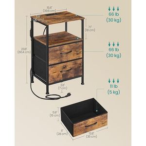 BELLAA Collection App-Controlled Adjustable LED Lights Nightstand Charging Station 2 Drawers Bed <b>Side</b> Table Bedroom Furniture - Product Image 4