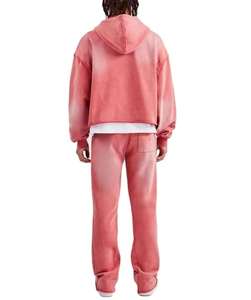 Custom Tie Dye <b>Tracksuit</b> for Men Women – Vintage Washed Zip Up Hoodie and Sweatpants Set Streetwear Two Piece Outfit - Product Image 5