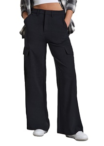 Fashion Pocket Legging <b>Trousers</b> for Women <b>Drawstring</b> Casual Woman High Waist Cargo Plus Size Long Pants - Product Image 2