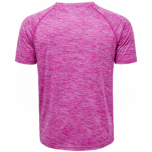 T-shirt pour homme en polyester de couleur unie violette, manches courtes, col rond, décontracté, tricoté, coupe régulière, séchage rapide, design uni - Product Image 2