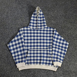 Veste à capuche en flanelle à carreaux réversible pour homme |   Veste courte à double fermeture éclair, coupe ample |   Fabricant OEM personnalisé - Product Image 5