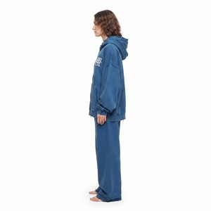 Ensemble streetwear oversize deux pièces pour femme : sweat à capuche délavé et pantalon jogger évasé à jambe large – Fabrication en gros - Product Image 4
