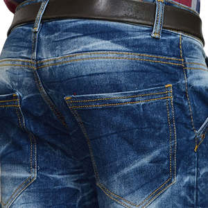 Jean en denim pour homme coupe droite taille mi-haute déchiré effet usé délavage vieilli haute qualité vente en gros style urbain tricoté - Product Image 6