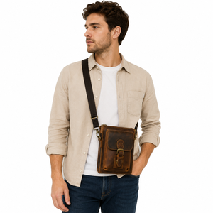 Bolso bandolera hecho a mano para hombre, bolso de hombro tipo mensajero, estilo vintage, para viajes, oficina, uso diario, con cremallera, impermeable - Product Image 5