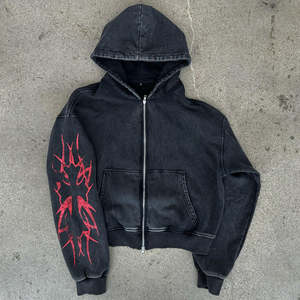 Sudadera con Capucha de Moda 100% Algodón con Diseño Desgastado y Gráfico Grabado “NO OWNERS”, Felpa Francesa Gruesa y Acabado Lavado Vintage - Product Image 2