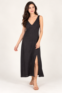 Black <b>Vintage</b> 100% Cotton Maxi <b>Dress</b> <b>for</b> <b>Women</b> Sleeveless V-Neck Summer <b>Dress</b> Front Slit Elegant Casual Resort Wear Wholesale - Product Image 6