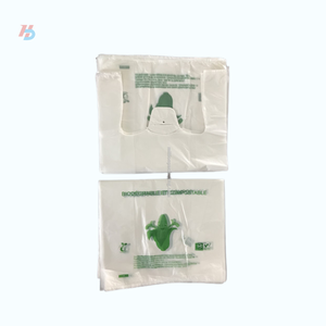 Bolsa de Compras Blanca Reciclable de LDPE/HDPE con Fuelle Lateral y Asa Tipo Chaleco, con Impresión de 'Gracias' en Rojo - Product Image 3