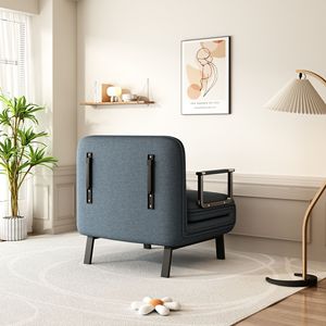 Poltrona Letto Convertibile 31,5 Pollici, Divano Pieghevole a Tre Sezioni con Schienale Regolabile e Cuscino, Chaise Longue per il Relax, Struttura in Acciaio Resistente - Product Image 4