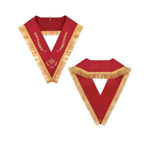 Collar Masónico Rojo Bordado Personalizado, Regalia Ceremonial para Oficiales de la Francmasonería - Product Image 2