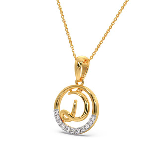 Collier pendentif en or avec lettre initiale suspendue et cercle de diamants - Product Image 3