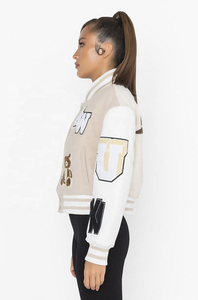 Veste universitaire noire et blanche pour femme, décontractée, couleur unie, fermeture à boutons, col rabattu, tenue d'automne - Product Image 6