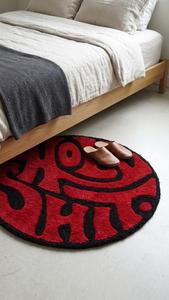 Tapis tufté à la main antidérapant en laine rouge et noire unique, tapis décoratif moderne pour salon et chambre à coucher - Product Image 4