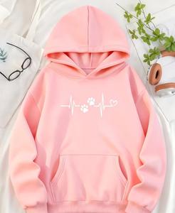 Sweat à capuche d'hiver élégant et confortable pour femmes, 100% coton, brodé et imprimé numériquement, pour l'hiver - Product Image 4