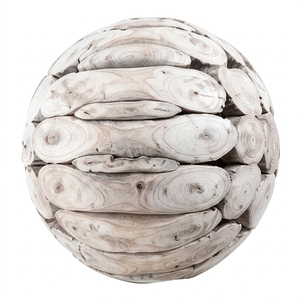Ball Bali Handcrafted <b>Wooden</b> Driftwood Sphere Sculpture <b>Rustic</b> Coastal Tabletop Decorative Artwork Home Decor Accent Sphere Ball - Product Image 1