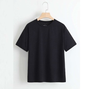 Men's Black Short Sleeve <b>T</b>-<b>Shirt</b> O-<b>Neck</b> Regular Fit Casual Knitted Cotton Solid Color Blank Design - Product Image 1