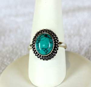 Venta al por mayor 2024 joyería de fiesta personalizada para mujer regalo turquesa plata 925 tecnología de Canal Clásico OEM anillo bisel ajuste clásico - Product Image 1