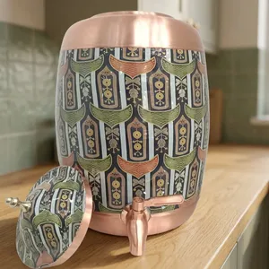 Ayurvedic Copper Water Dispenser Copper Water Container Printed Copper Dispenser Copper <b>Drink</b> Dispenser Copper Water <b>Jug</b> - Product Image 1