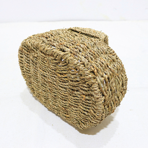Panier de pique-nique multifonctionnel écologique en jonc de mer avec poignée, tissé à la main, portable, organisateur rustique - Product Image 5