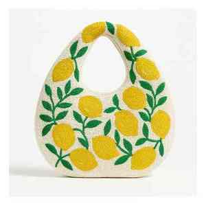 Bolsos de mano promocionales de estilo moderno y duradero con asa tipo baguette, hechos a mano en India, con cuentas de cristal, de lujo, artesanía étnica y coloridos. - Product Image 6