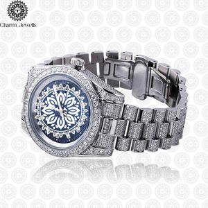 Charm_Jewells Luxury Stainless Steel <b>Watch</b> 38mm Round Case Analog Quartz Movement <b>Diamond</b> Encrusted Folding Clasp Women - Product Image 1