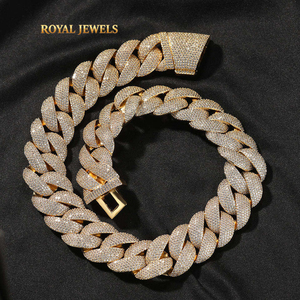 Collar de cadena cubana de hip hop para hombre, chapado en plata y oro, con moissanita deslumbrante, joyería de lujo resistente y a la moda. - Product Image 6
