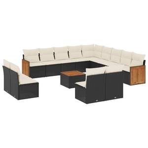 Conjunto de Sofás Modulares Grandes de Ratán PE Negro para Jardín, Muebles Modulares Elegantes para Exteriores - Product Image 2
