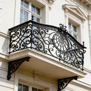 Victorian-style <b>wall</b>-<b>mounted</b> wrought iron railing, featuring an elegant design, rust resistance, and easy installation. - Product Image 5