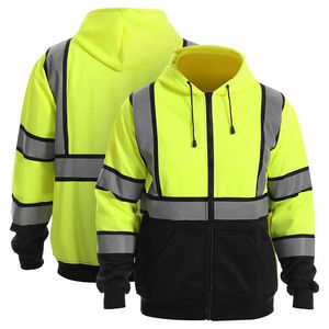 Sweat-shirt de sécurité réfléchissant à haute visibilité, 100 % polyester, hiver, personnalisé, multi-poches, fermeture éclair avant, en gros - Product Image 4