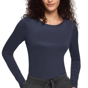 Camisetas de Manga Larga Personalizadas de Algodón para Mujer, Camiseta Interior para Enfermera, Color Sólido, Elástica y Suave - Product Image 5