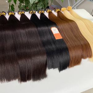 Extensions de cheveux humains en kératine I Tip en gros, lisses, différentes couleurs, double trame, mèches de cheveux humains bruts, cuticules alignées - Product Image 2