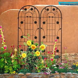 Set di 2 Tralicci da Giardino in Metallo Antiruggine 180 cm x 50 cm Neri, Supporto per Piante Rampicanti da Esterno - Product Image 3