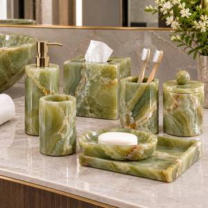 Elegante Juego de Baño de Cinco Piezas de Resina Morada, Ecológico, Duradero, Rectangular, Estilo Americano, Dispensador de Jabón con Efecto Mármol de Lujo - Product Image 4