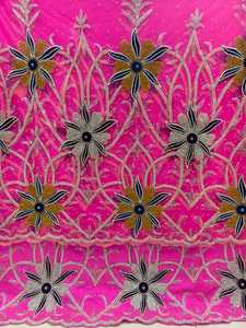 Vestido Tradicional Africano de Alta Calidad con Cuentas Bordadas, Poliéster y Seda, Mangas Largas, Estampado Floral, para Ocasiones Especiales, de Secado Rápido - Product Image 5