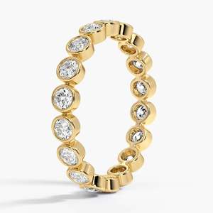 Round Diamond Bezel Eternity Band Wedding <b>Ring</b> Minimalist Stackable Anniversary Band Fine Jewelry Gift for Her - Product Image 5
