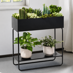 Vietnam OEM/ODM Rectangular Plant Stand with Lower Shelf Modern Metal <b>Planter</b> <b>Box</b> for Indoor & Outdoor Use ODGGAB014 - Product Image 2