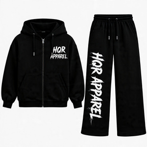 Conjunto de Sudadera con Capucha y Pantalones Deportivos de Alta Calidad, Ecológicos, 100% Algodón, Lavado Ácido, Estilo Regular, Lisos, Traje Deportivo de Felpa Francesa - Product Image 2
